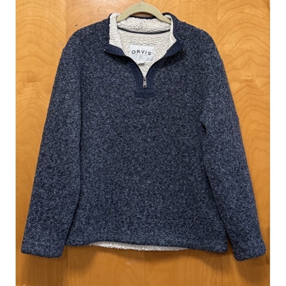 Orvis 1/4 Zip Sherpa Lined Long Sleeve Pullover Mens‎ Medium Soft Warm Hiking